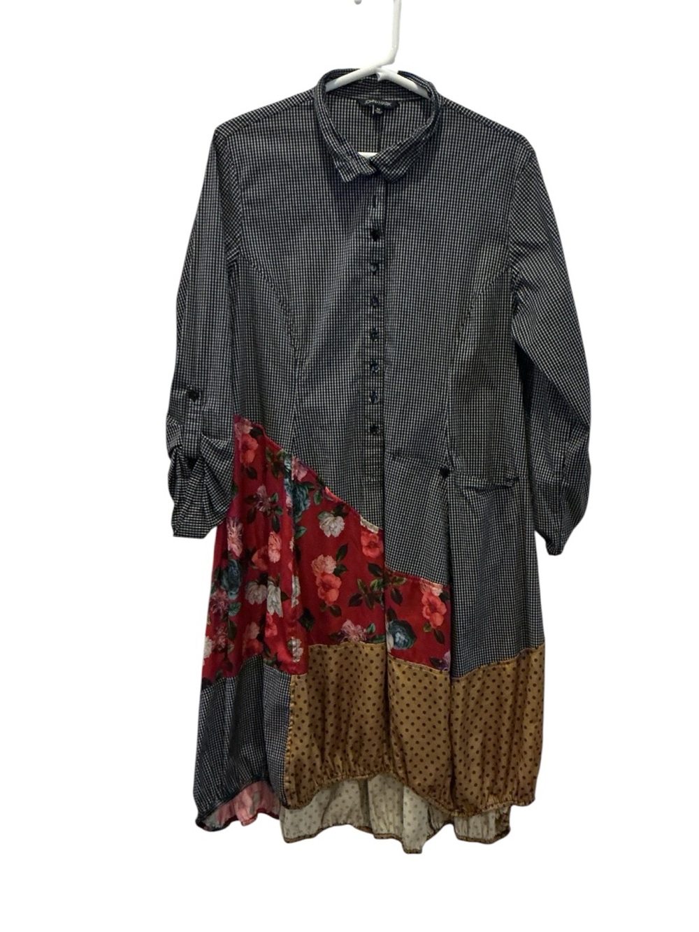 John Mark Bohemian Tie Sleeve Button Front Maxi Dress, Buttons Down 1/2 Way - Picture 2 of 13